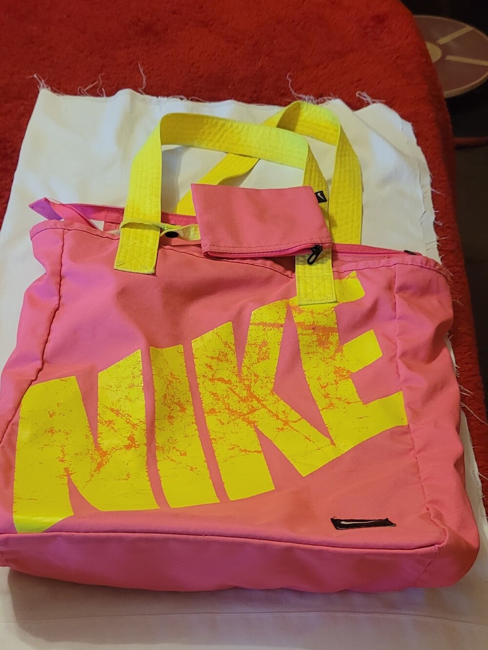 Nike pink and yellow tote bag 16 x 14 x 4